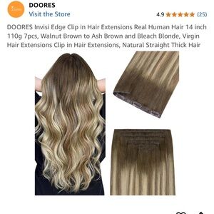 #2 DOORES Invisi Edge Clip in Hair Extensions Real Human Hair 14 inch 110g 7pcs